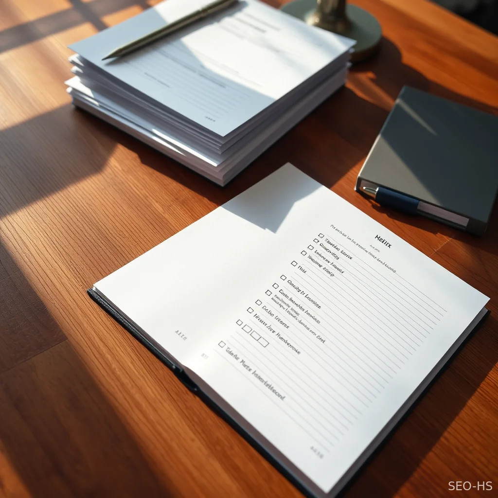 Organized desk setup with structured checklists and professional notes for manual auditing.