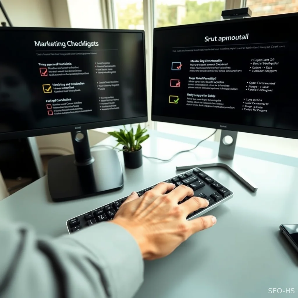 A strategist reviewing enterprise site changes on a dual monitor workstation.