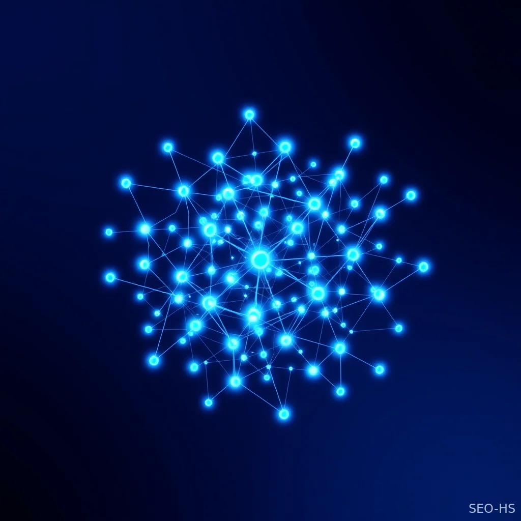 Knowledge graph visualization showing interconnected data nodes and entity relationships.
